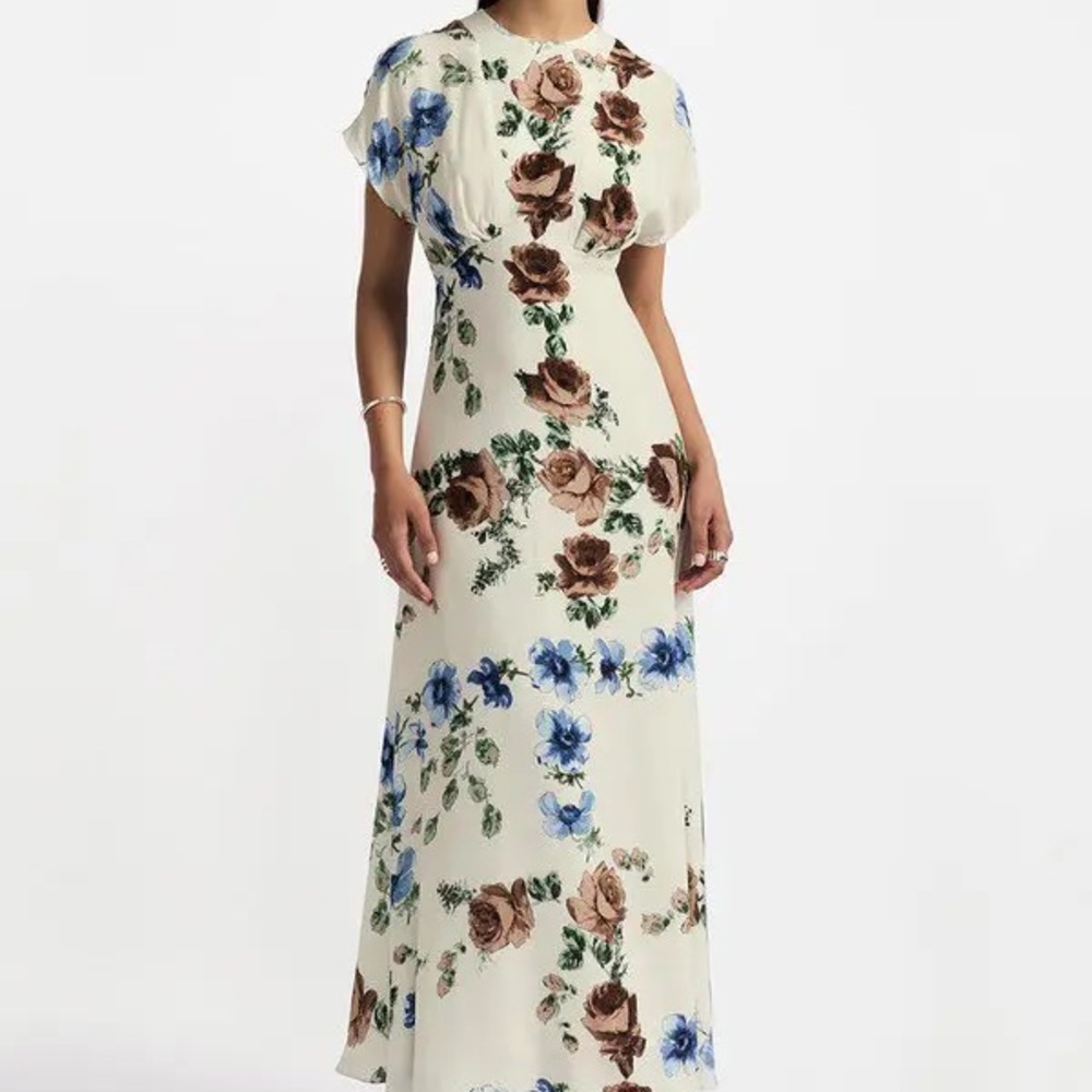 Lela Rose Cream Floral Maxi Dress